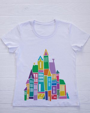 Женская футболка с принтом Радужный город