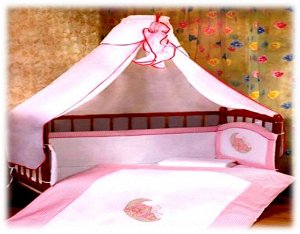 АВт37 Комплект в кроватку 7 пред. "Мишка на луне" розовый