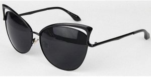 Солнцезащитные очки черные "кошки" с черной оправой