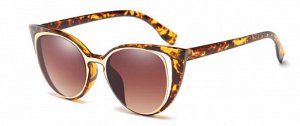 Солнцезащитные очки коричневые с разводами "кошки" с двойной оправой