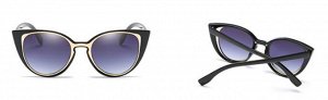 Солнцезащитные очки черные "кошки" с двойной оправой