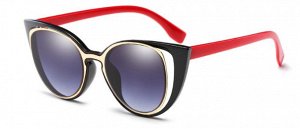 Солнцезащитные очки черно-красные "кошки" с двойной оправой