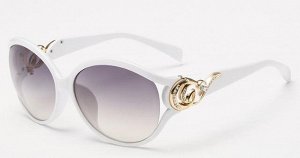 Солнцезащитные очки белые с красивыми завитушками на дужках