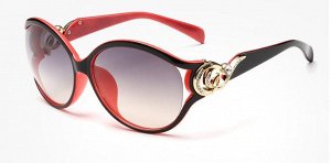 Солнцезащитные очки черно-красные с красивыми завитушками на дужках