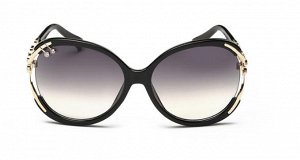 Солнцезащитные очки черные с прямым орнаментом на дужках