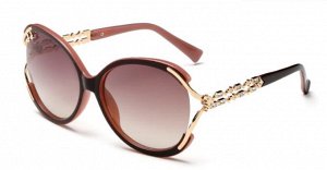 Солнцезащитные очки коричневые с прямым орнаментом на дужках