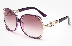 Солнцезащитные очки фиолетовые с жемчужиной на дужке
