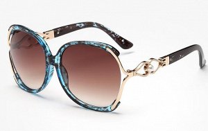Солнцезащитные очки бирюзовые цветные с жемчужиной на дужке