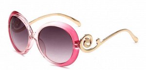 Солнцезащитные очки прозрачно-розовые круглые с завитушкой на дужке