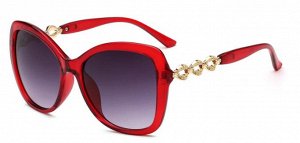Солнцезащитные очки красные "бабочки"  с косичкой на дужке