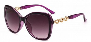 Солнцезащитные очки фиолетовые "бабочки"  с косичкой на дужке