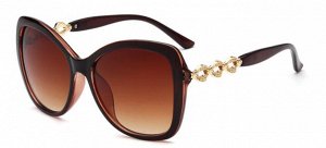 Солнцезащитные очки коричневые "бабочки"  с косичкой на дужке