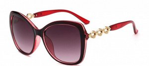 Солнцезащитные очки черно-красные "бабочки"  с косичкой на дужке