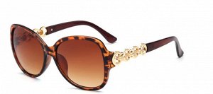 Солнцезащитные очки коричневые с леопардом с косичкой на дужке