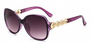 Солнцезащитные очки фиолетово-прозрачные с косичкой на дужке