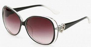 Солнцезащитные очки прозрачно-черные  с сердечками на дужках