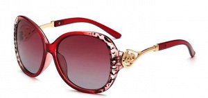 Солнцезащитные очки красно-леопардовые с завитушками на дужках