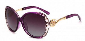 Солнцезащитные очки фиолетово-леопардовые с завитушками на дужках