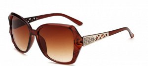 Солнцезащитные очки коричневые с орнаментом на дужках и волнистым краем
