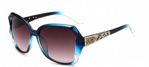 Солнцезащитные очки прозрачно-синие с орнаментом на дужках и волнистым краем