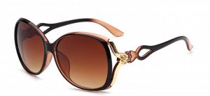 Солнцезащитные очки коричневые с цветочком и петлей на дужке