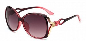 Солнцезащитные очки черно-розовые с цветочком и петлей на дужке