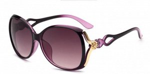 Солнцезащитные очки фиолетовые с цветочком и петлей на дужке