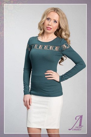 Блуза - Гипюр, М-660 Зеленый