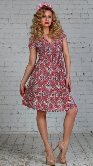 платье "Беатриче" 62100-1 пейсли белый/розовый