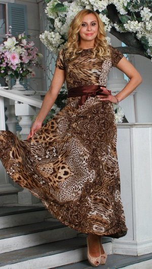 платье "Лаура" 6207-1-макси лео коричневый