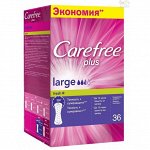 CAREFREE Ежеднев.Салфетки plus Large Fresh ароматизированные 36шт. //