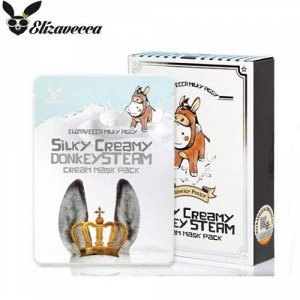 Elizavecca Питательная маска-салфетка с ослиным молоком Silky Creamy Donkey Steam Cream Mask Pack