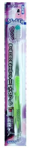"EBISU" Зубная щетка (с W-образным срезом ворса, зоной для очищения дальних зубов и прорезиненной ручкой. Жёсткая), 1/360