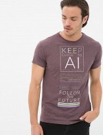 Letter Printed T-Shirt Bordeaux