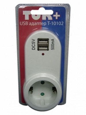 Адаптер сетевой "Ток+" на 1 гнездо + 2 гнезда USB, 220В, 16А (Т10102)