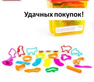 Игровой набор для лепки в пластиковом контейнере с инструментами и формами