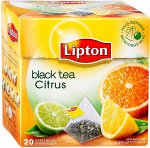 Чай Lipton &quot;Citrus&quot; черный пакетированный 20 пак пирамидка 0,036 кг 1х12 шт Юнилевер, шт