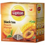 Чай Lipton &quot;Peach mango&quot; черный пакетированный 20 пак пирамидка 0,036 кг 1х12 шт Юнилевер, шт