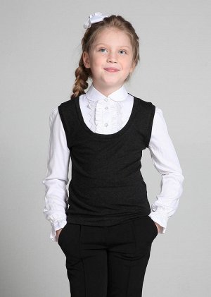 Обманка "Батник" жилет-блуза, серый/белый