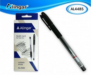 Ручка гелевая SOFT GEL "Alingar" цвет чернил-ЧЕРНЫЙ, резиновый грип, ПУ-0,6 мм. наконечник пулевидн