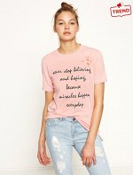 Letter Printed T-Shirt Pink