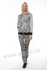 Костюм спорт. жен. 11L-RR-632 (серый с принтом