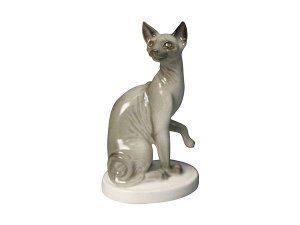 Cкульптура Кошка-сфинкс Серый Н-92 мм 52х39