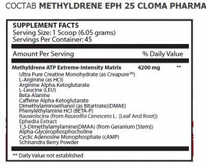 Предтренировочный комплекс Cloma Pharma Methyldrene EPH 270 гр 45 порций