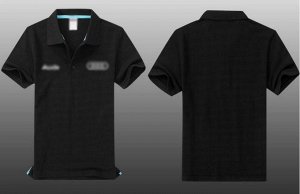 Рубашка-поло черная с автомобильным логотипом с короткими рукавами