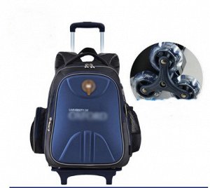 Рюкзак-чемодан сине-черный на колесиках