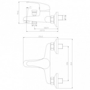 Смеситель одноручный (35 мм) д/ванны с коротким изливом, дивертор кнопочный, хром Y35-31