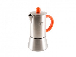 5316 GIPFEL Гейзерная кофеварка CRUPP 200мл/ 4 чашки. Матовая полировка. Индукционное дно. Цвет: оранжевый. Материал: Нержавеюща