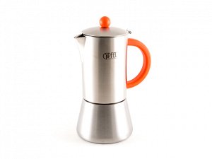 5318 GIPFEL Гейзерная кофеварка CRUPP 500мл/ 10 чашек. Матовая полировка. Индукционное дно. Цвет: оранжевый. Материал: Нержавеющ