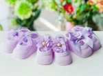 Носочки светло-фиолетовые  с бантиками или цветочками